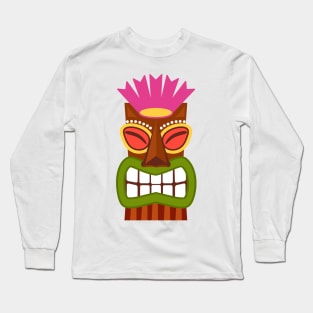 Tiki God Statue Cartoon Illustration Long Sleeve T-Shirt